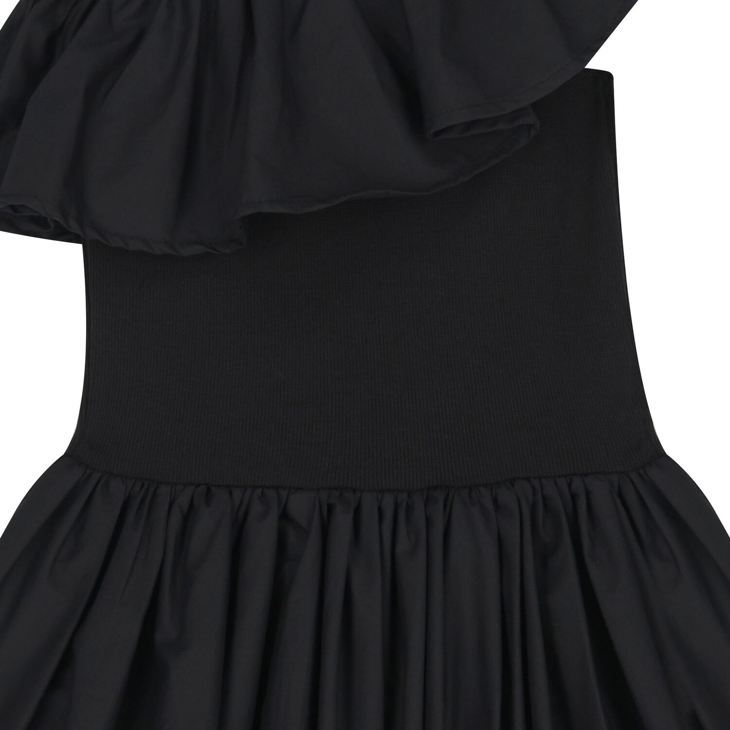 Girls Black Ruffled Dress, 1, hi-res