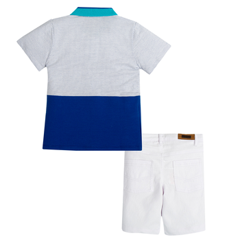 Boys White & Blue Shorts Set