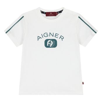 Younger Boys White Logo T-Shirt
