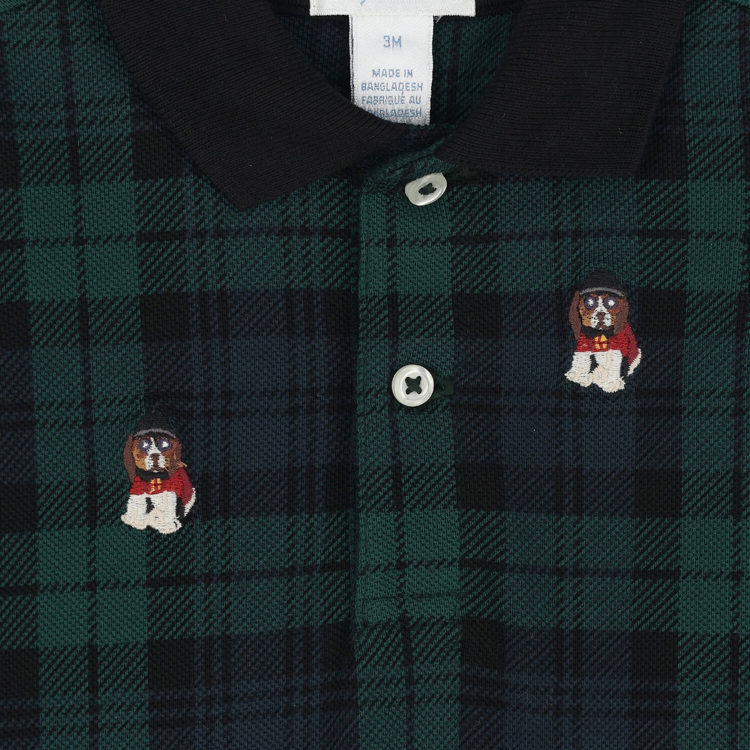 Baby Boys Green & Black Tartan Romper, 1, hi-res