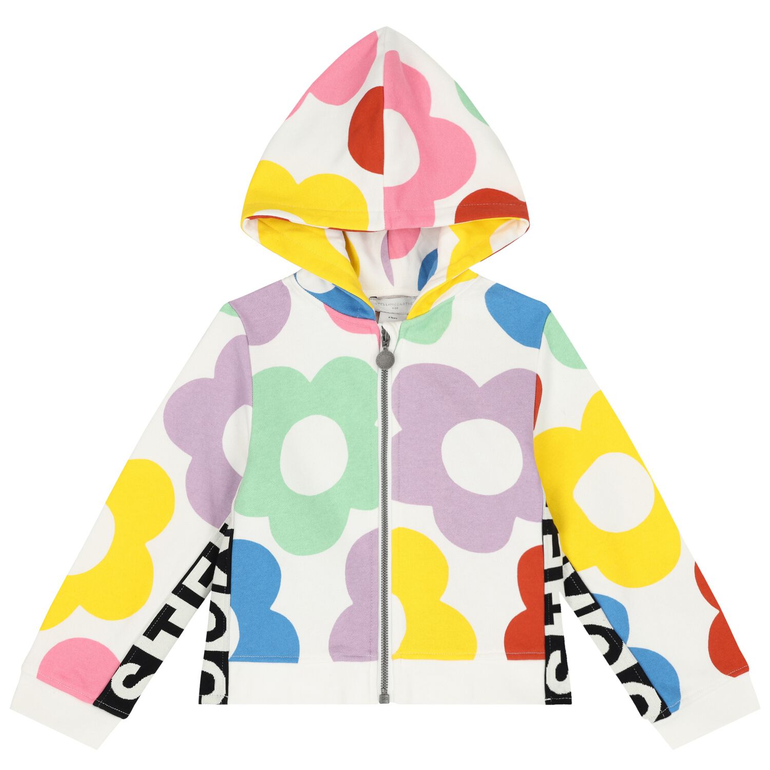 Girls Ivory Floral Hooded Zip Up Top, 1, hi-res image number null