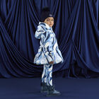 Girls Metallic Blue Faux Leather Bow Boots, 3, hi-res