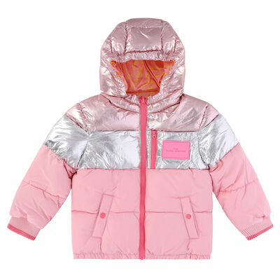 Girls Pink Logo Reversible Puffer Jacket