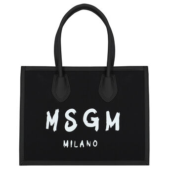 Girls Black & White Logo Tote Bag