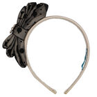 طوق شعر بنات تول بفيونكة باللون البيج والأسود, 1, hi-res