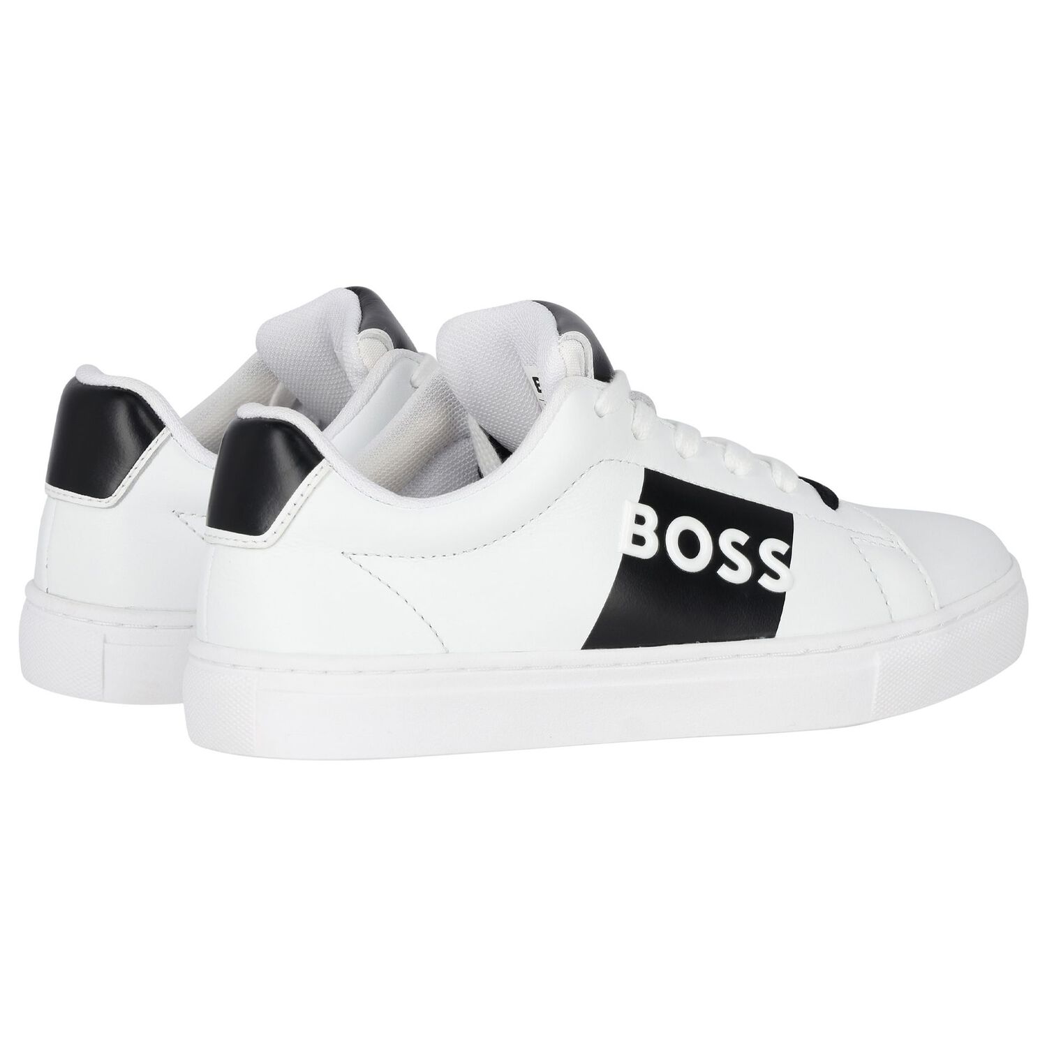 Boys White & Black Logo Trainers, 1, hi-res image number null
