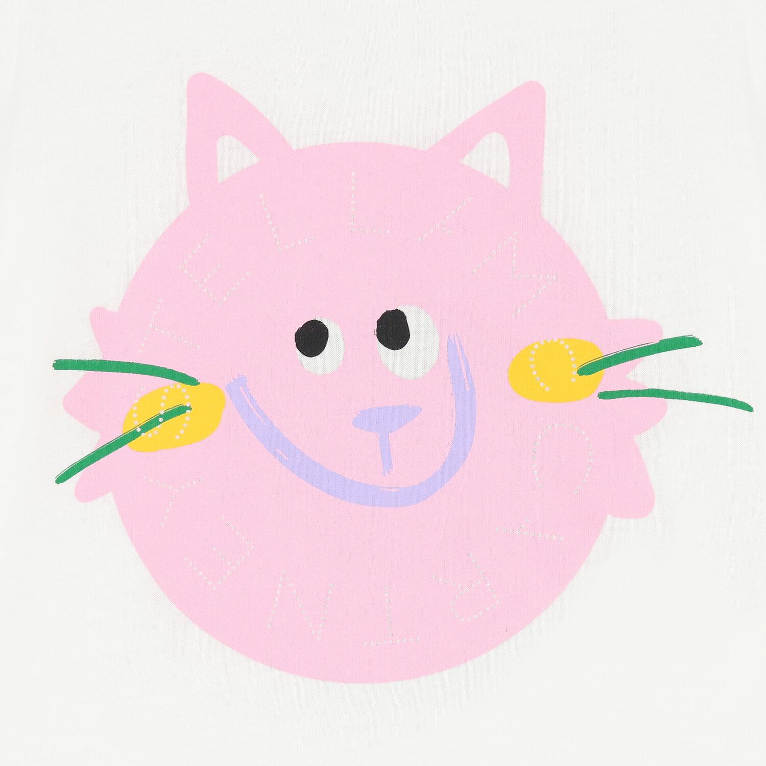 تي شيرت بطبعة القطة باللونين الأبيض والوردي للبنات  , 1, hi-res