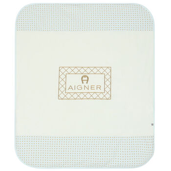 Baby Boys Blue, Ivory & Gold Blanket