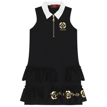 Girls Black Logo Dress