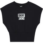 تيشيرت بالشعار باللون الاسود للبنات , 1, hi-res