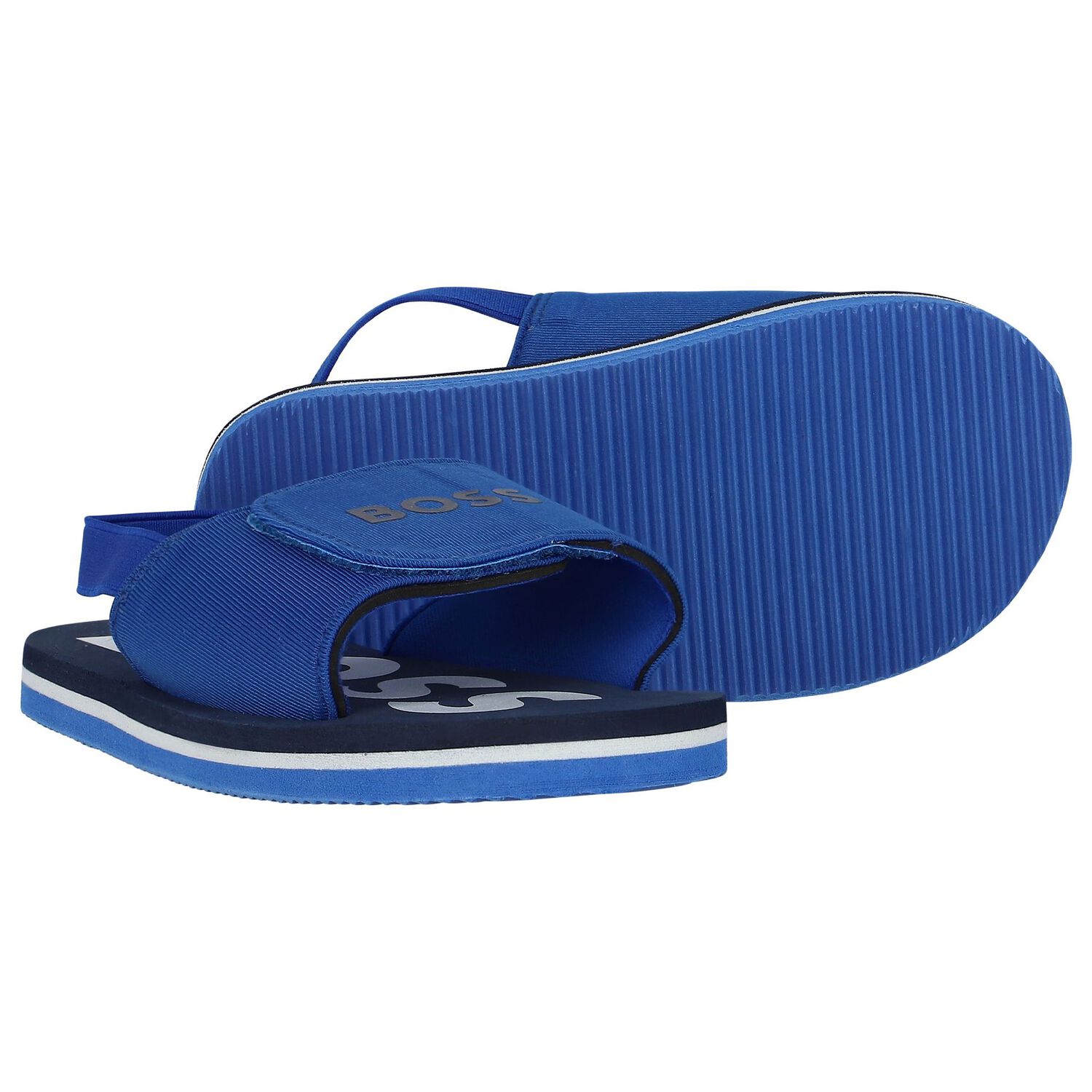 Boys Blue Velcro Sandals, 3, hi-res