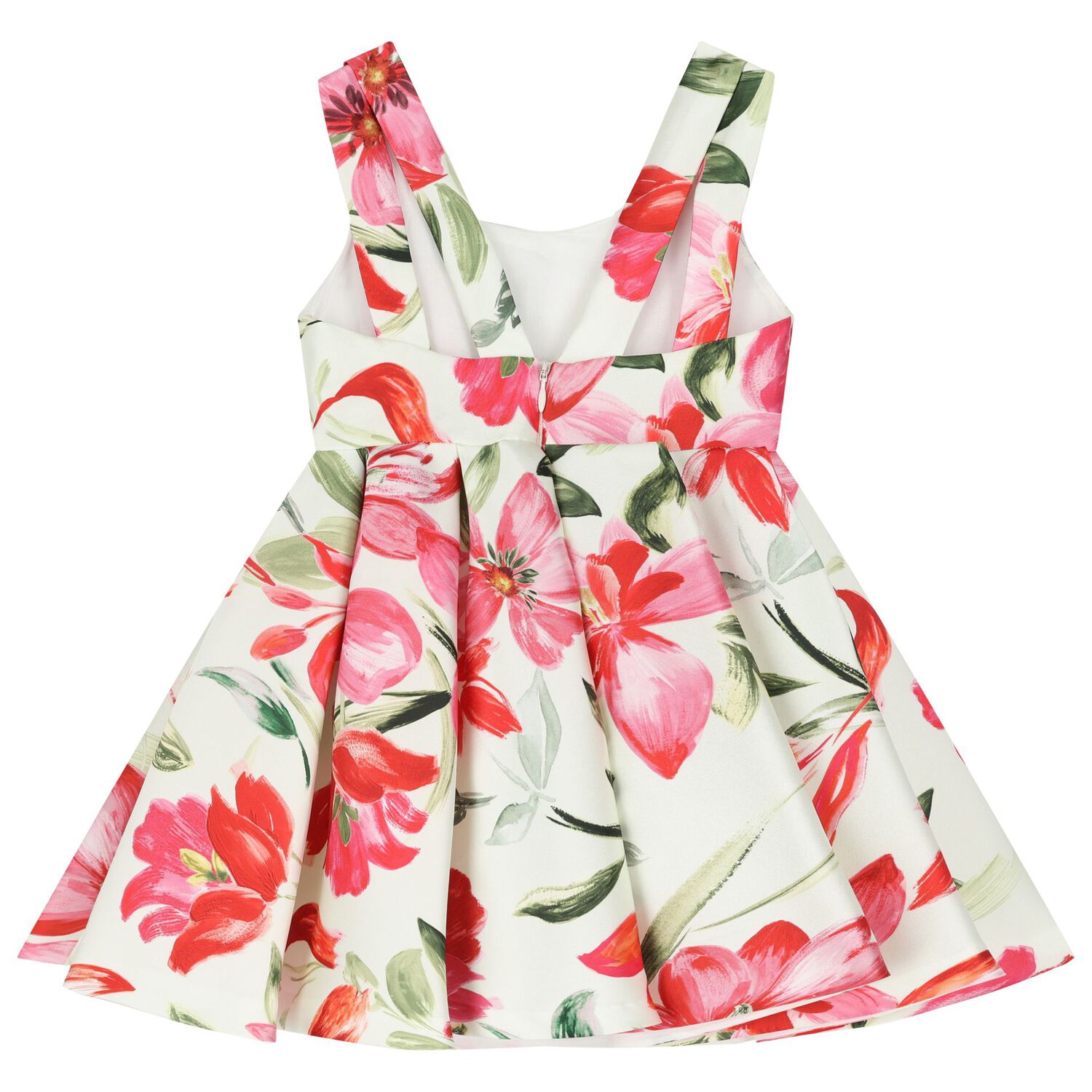 Girls Ivory Floral Satin Dress, 1, hi-res image number null