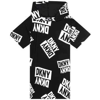 Girls Black Logo Hooded Dress