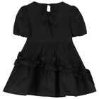 Girls Black Logo Poplin Dress, 2, hi-res