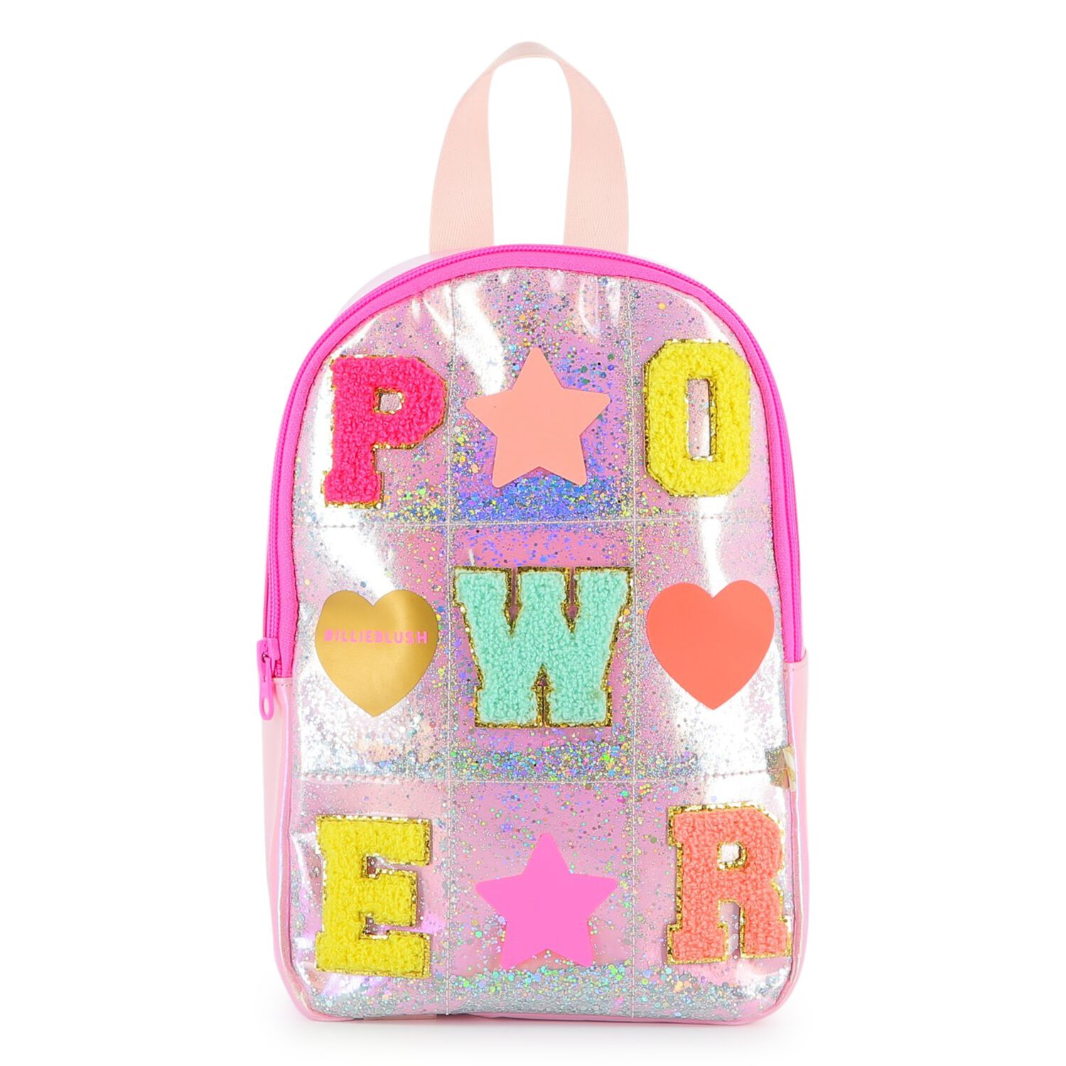 Girls Pink Patches Backpack, 1, hi-res image number null
