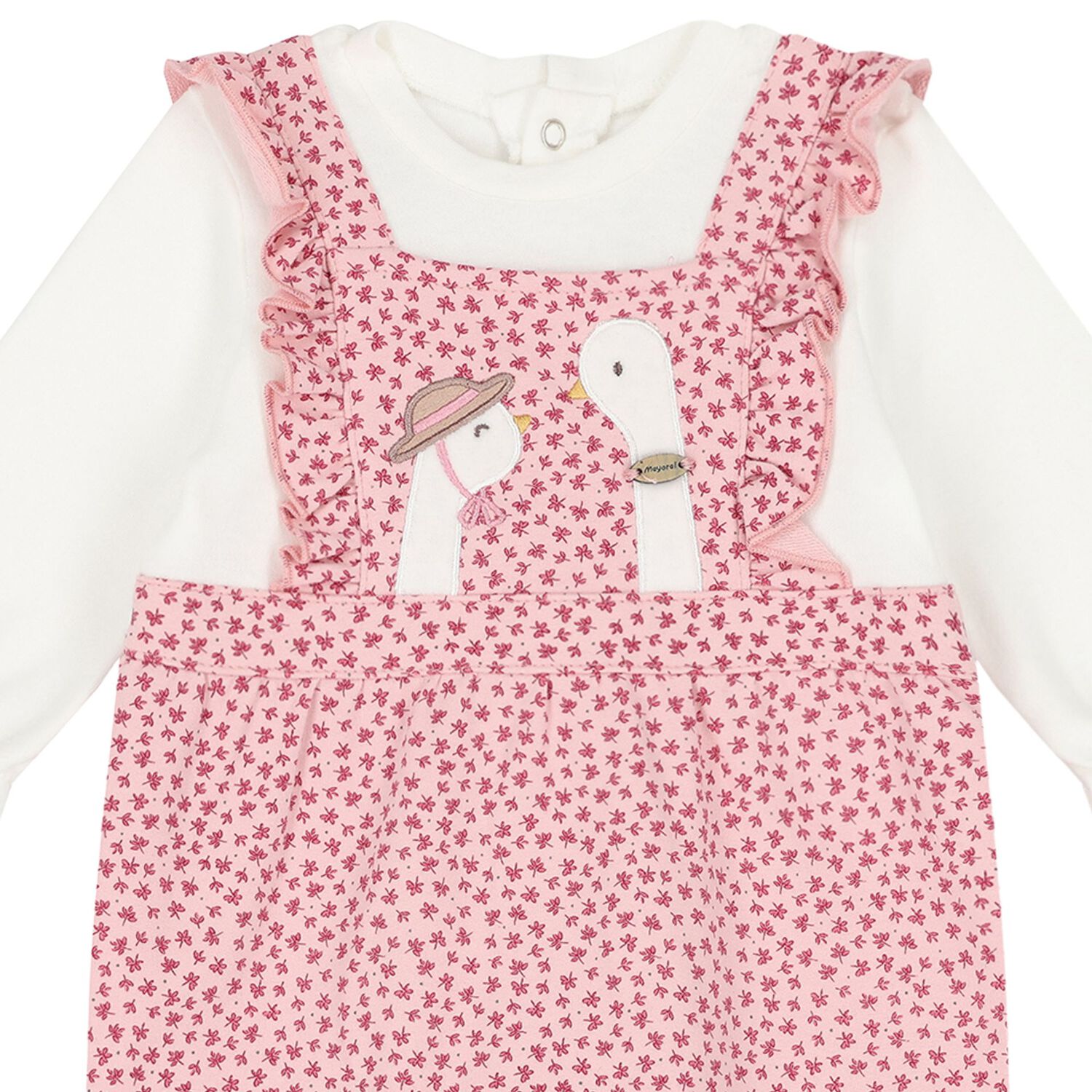 Baby Girls White & Pink Logo Babygrow, 1, hi-res