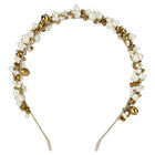 Girls White & Gold Embellished Pearl & Crystal Headband, 2, hi-res