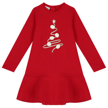 Girls Red Christmas Tree Dress