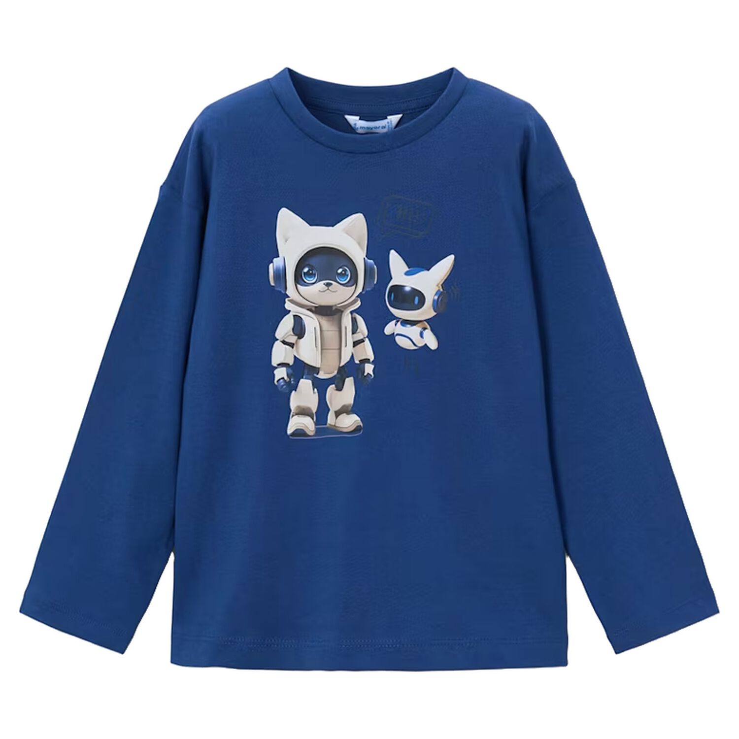 Boys Blue Robot Long Sleeve Top, 2, hi-res