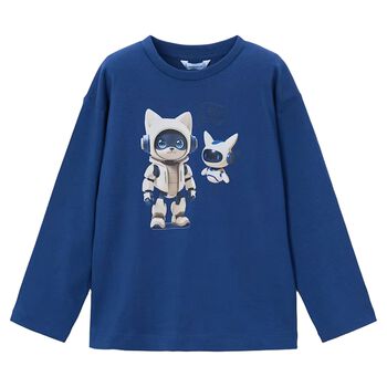 Boys Blue Robot Long Sleeve Top