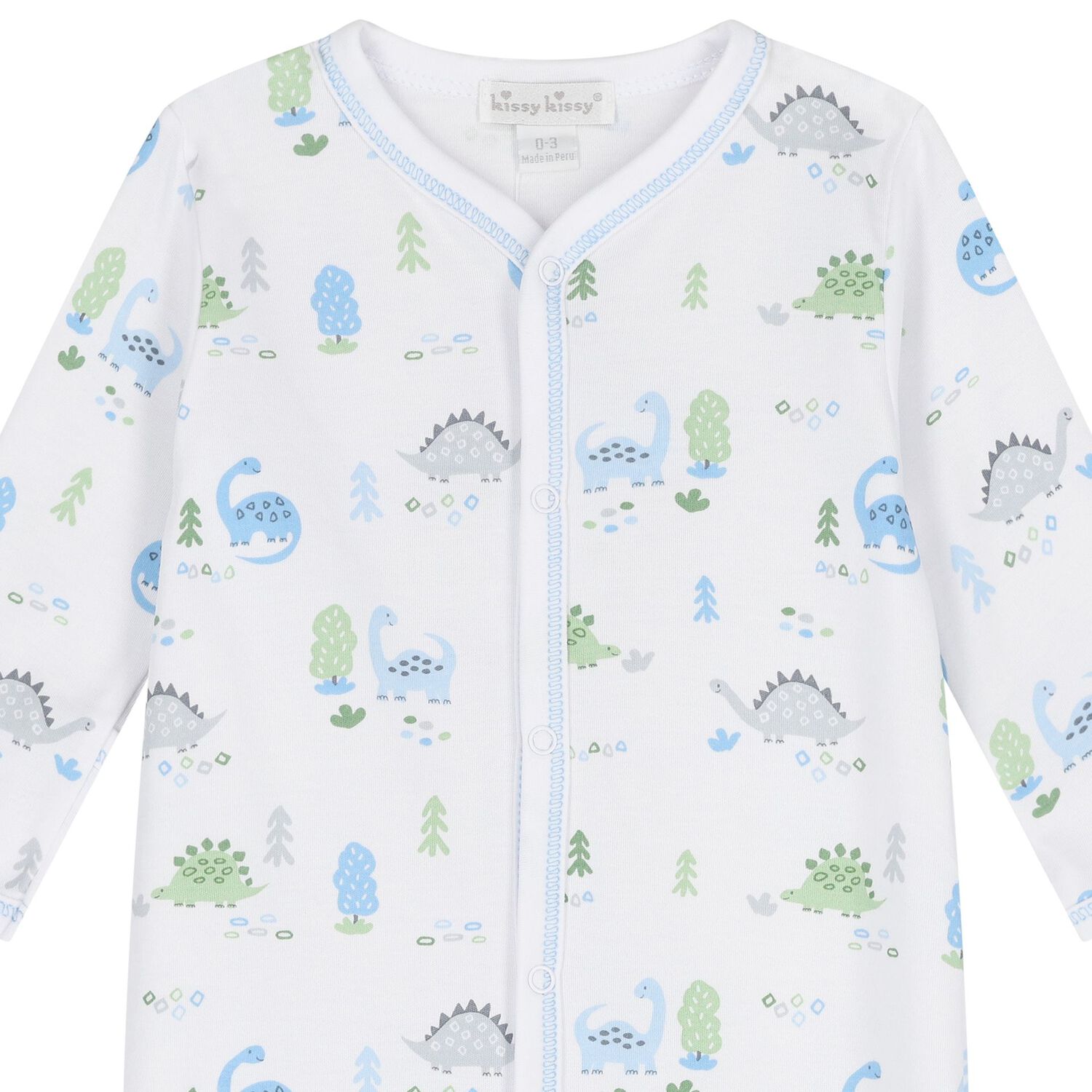 Baby Boys White & Blue Dinosaur Era Babygrow, 1, hi-res image number null