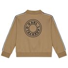 Boys Beige Logo Zip Up Top, 1, hi-res