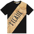 Boys Black & Beige Geo Map Logo T-Shirt, 1, hi-res