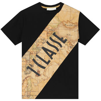 Boys Black & Beige Geo Map Logo T-Shirt
