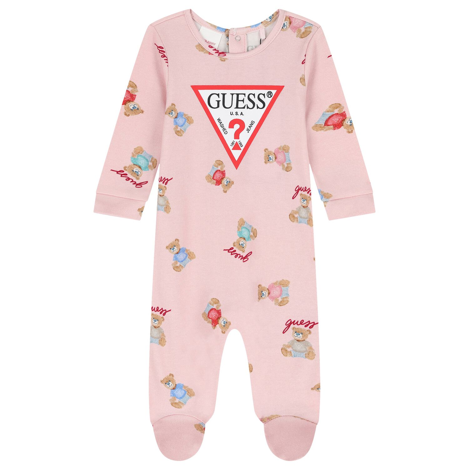 Baby Girls Pink Logo Teddy Bear Babygrow, 2, hi-res