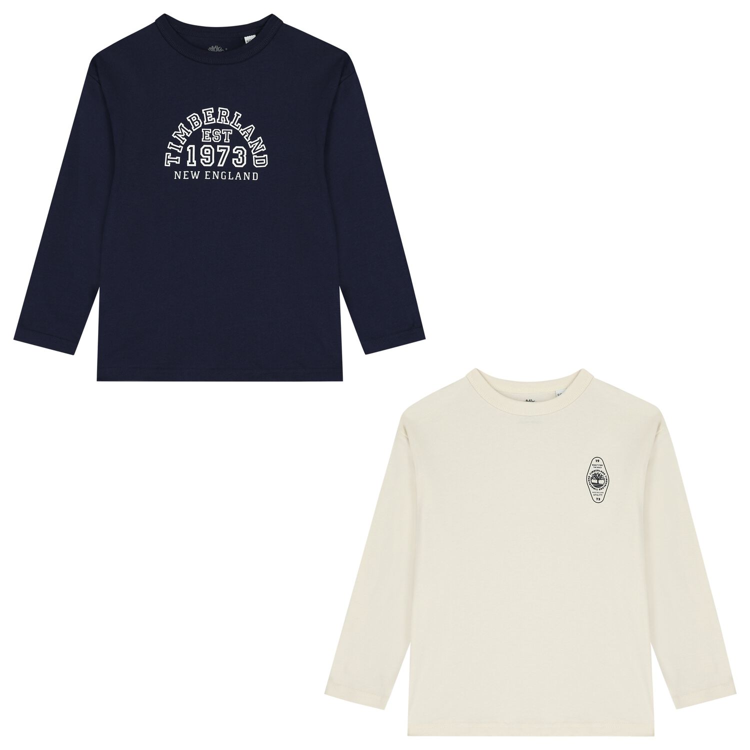 Boys Navy Blue & White Long Sleeve Top ( 2-Pack ), 1, hi-res