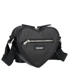 حقيبة بنات جلد بالشعار القلب باللون الأسود, 1, hi-res