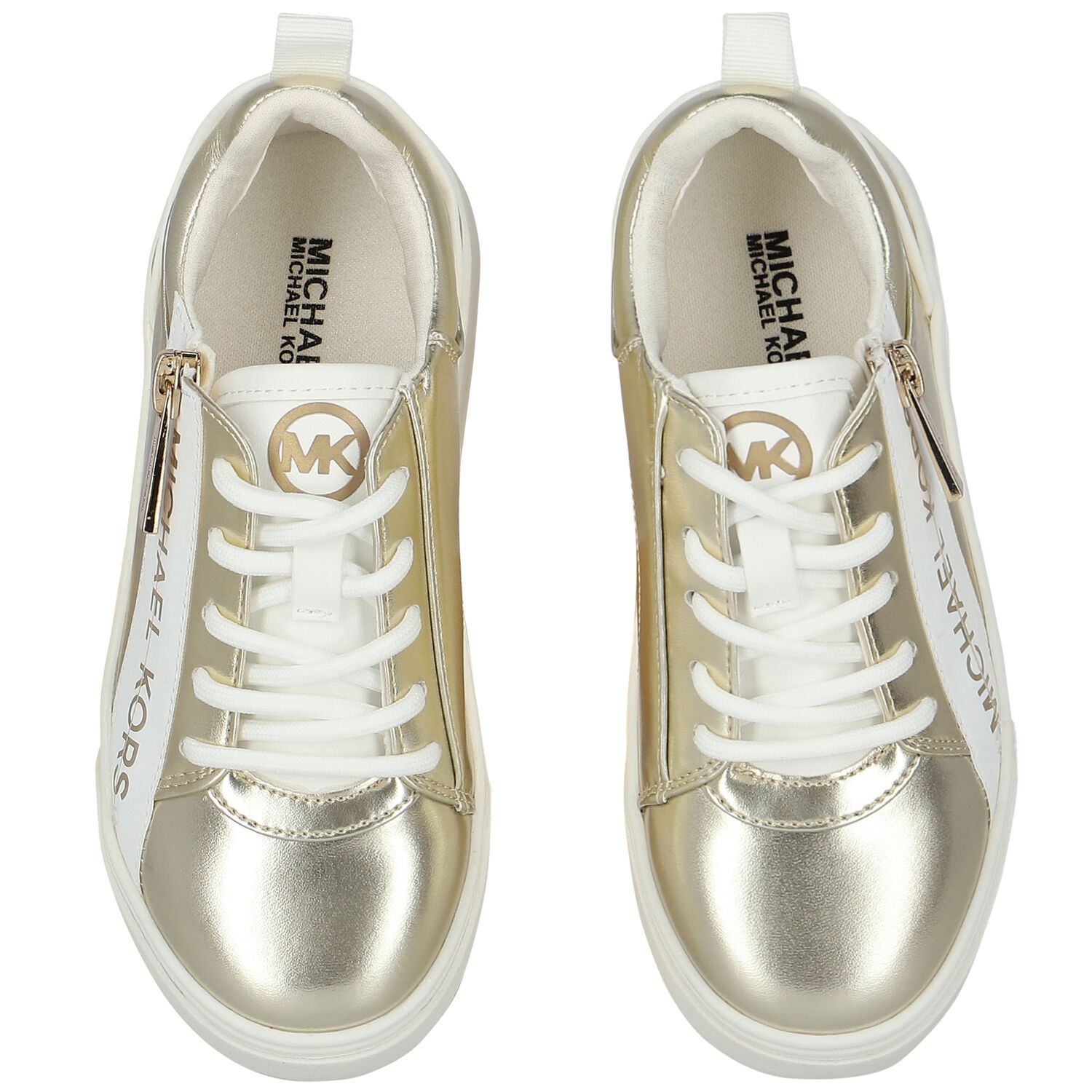 Girls Gold Logo Trainers, 1, hi-res