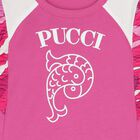 فستان لبلبنات باللون وردي وأبيض مكشكش بشعار, 2, hi-res