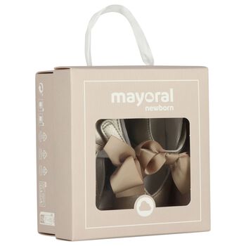 حذاء ما قبل المشي للبنات الصغيرات مزين بفيونكة ذهبية