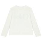 Girls White Logo Long Sleeve Top, 2, hi-res