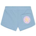 Girls Blue Logo Shorts, 1, hi-res