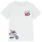 Boys White Dinosaur T-Shirt, 1, hi-res