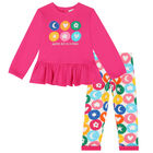 Younger Girls Pink & Ivory Trousers Set, 1, hi-res