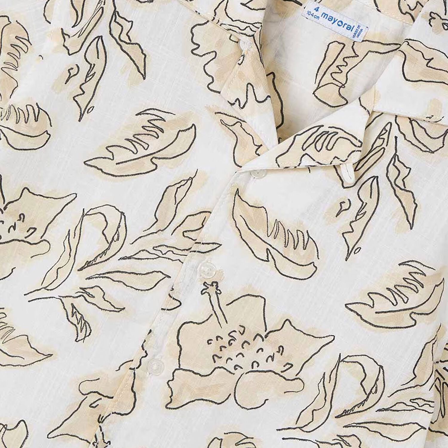 قميص أولاد قطن بالشعار باللون العاجي والبيج , 1, hi-res