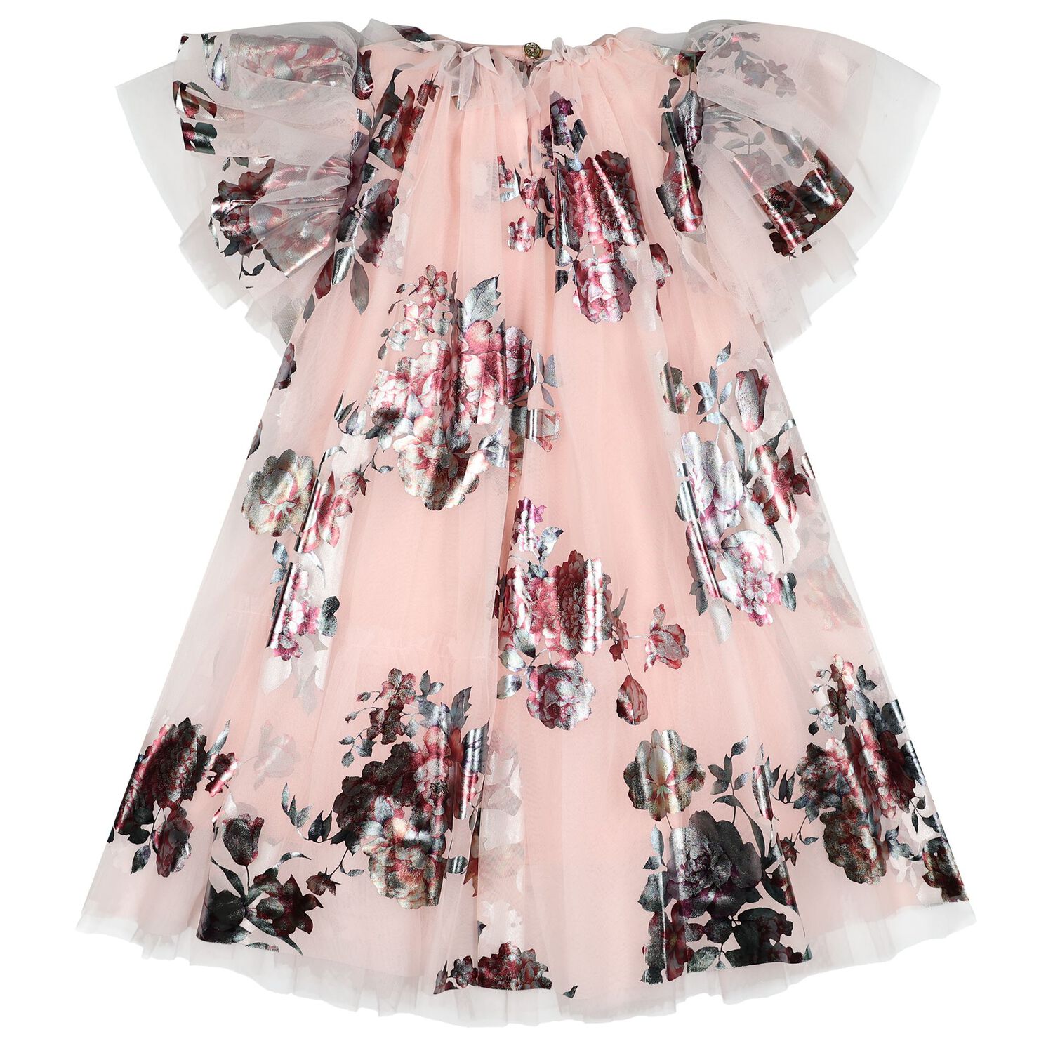 Girls Pink Tulle Darcey Floral Dress, 1, hi-res