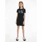 Girls Black Logo Dress, 2, hi-res