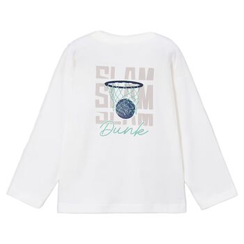 Boys Ivory Basketball Long Sleeve Top
