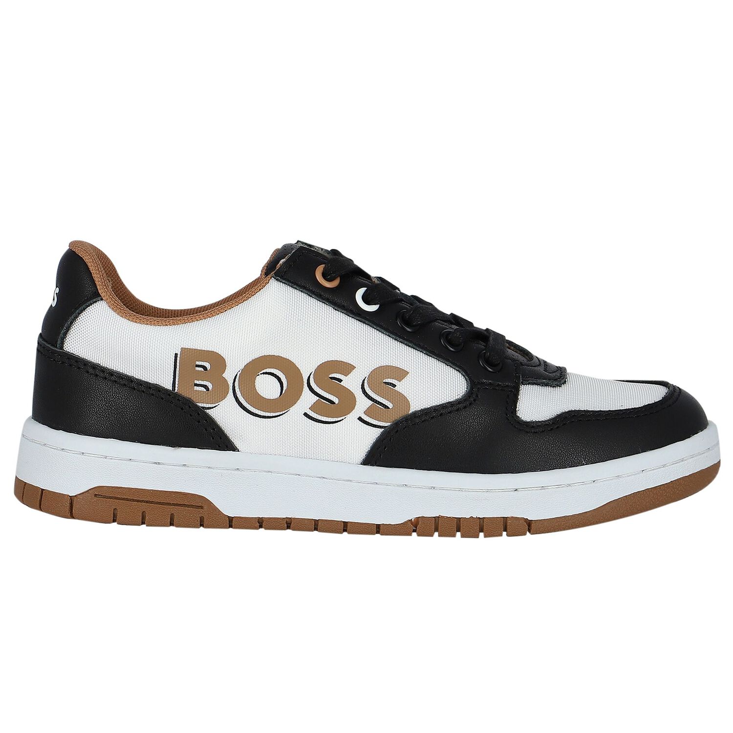 Boys Black & White Logo Trainers, 1, hi-res image number null