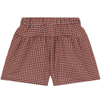 Girls Red & Ivory Houndstooth Skirt