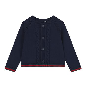 Baby Navy Blue Web Striped Cardigan