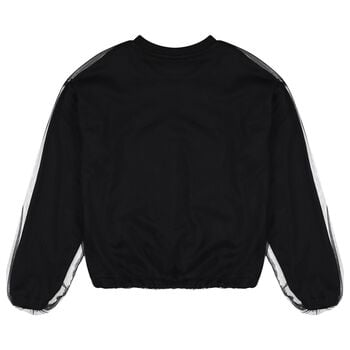 Girls Black Logo Overlay Tulle Sweatshirt