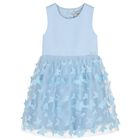 Girls Blue Butterfly Tulle Dress, 1, hi-res