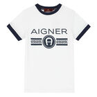 تيشيرت بالشعار باللون الأبيض للأولاد, 1, hi-res