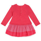 طقم فستان بنات تول بطبعة قلوب باللون الزهرى, 1, hi-res