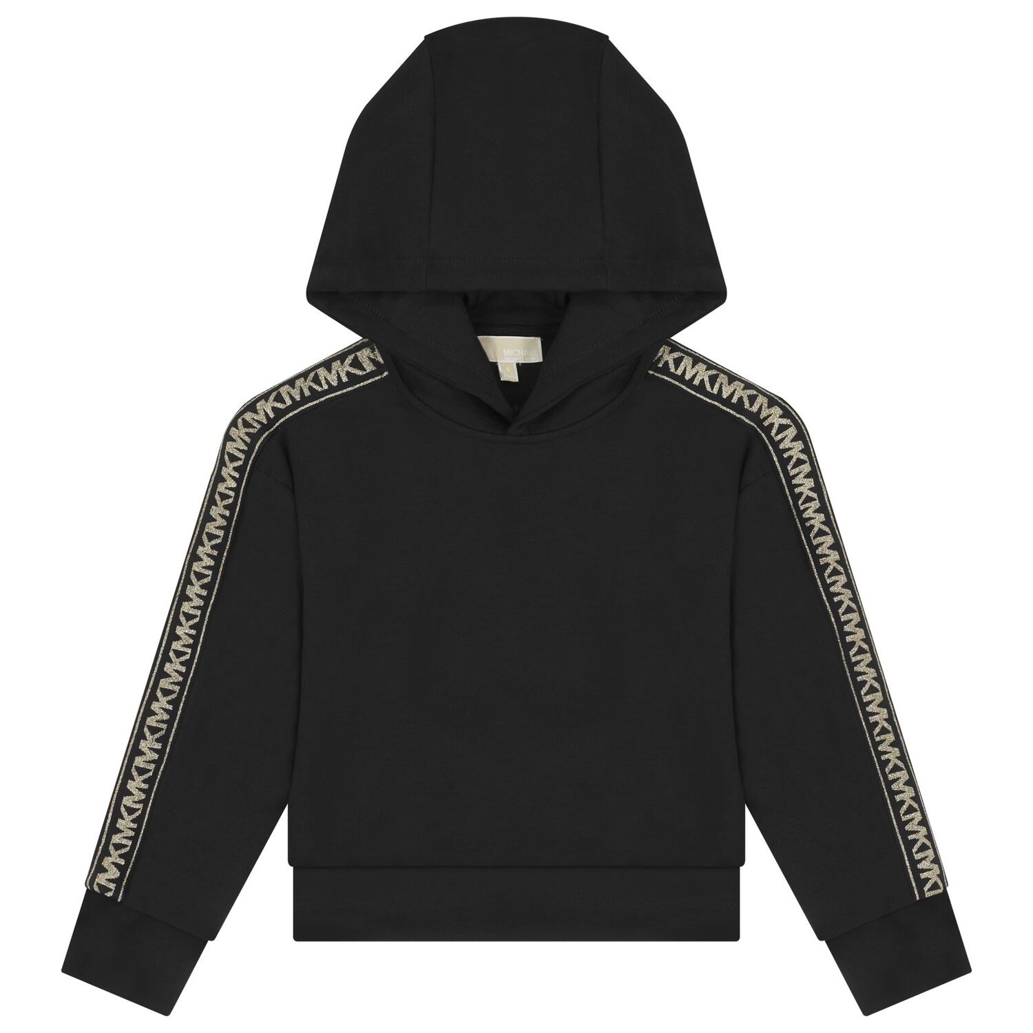 Girls Black Logo Hooded Top, 1, hi-res